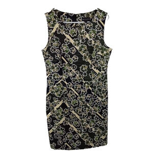 Vintage Connected Floral Hawaiian Sheath Dress Size 12 Green Yellow Y2K 90s